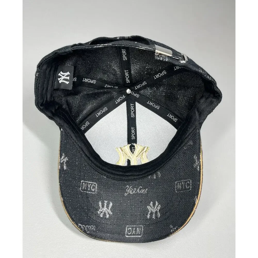 My Yankees NYC Cap Hat NY Yankees Black Gold Embroidered Adult Adjustable